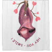 ロマンチックおもしろいスローススマイル漫画 – カスタマイズ可能 シャワーカーテン (正面)