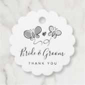 ロマンチックお洒落なスケッチを持つ結婚式の引き出物ラベル フェイバータグ (正面)