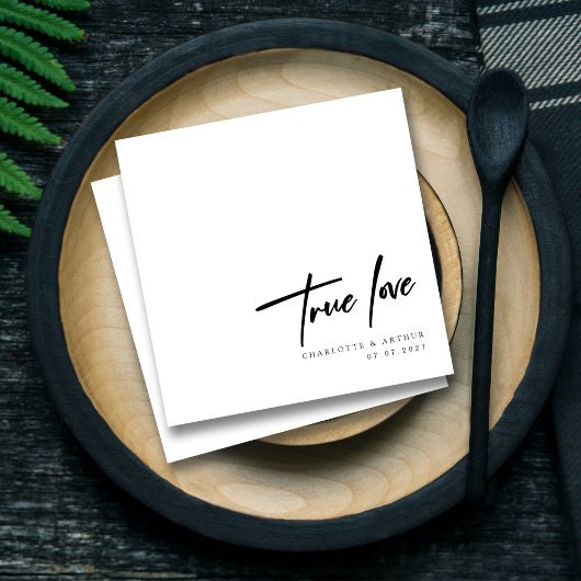 ロマンチックお洒落な台本の真の愛:結婚のシック スタンダードカクテルナプキン