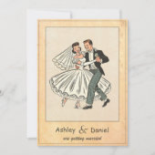 ロマンチックお洒落な新郎新婦50s漫画結婚ズ 招待状 (正面)
