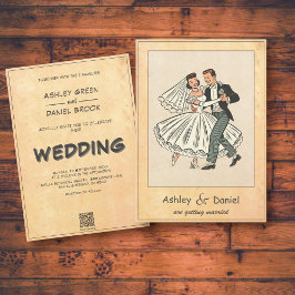 ロマンチックお洒落な新郎新婦50s漫画結婚ズ 招待状