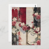 ロマンチックお洒落ヴィンテージ葉書 ポストカード (正面/裏面)