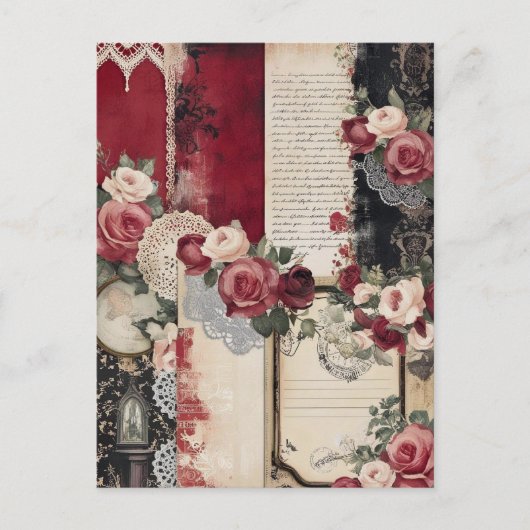ロマンチックお洒落ヴィンテージ葉書 ポストカード (正面)