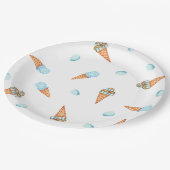 ロマンチックかわいいアイスクリーム誕生日紙プレート ペーパープレート (アングル)