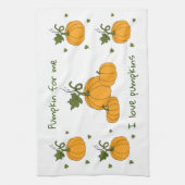 ロマンチックかわいいオレンジカボチャの収穫 キッチンタオル (縦)