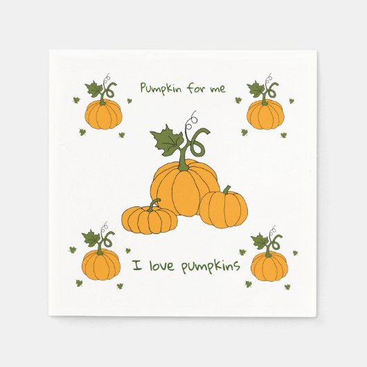 ロマンチックかわいいオレンジカボチャの収穫 スタンダードカクテルナプキン (正面)