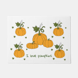 ロマンチックかわいいオレンジカボチャの収穫 ドアマット