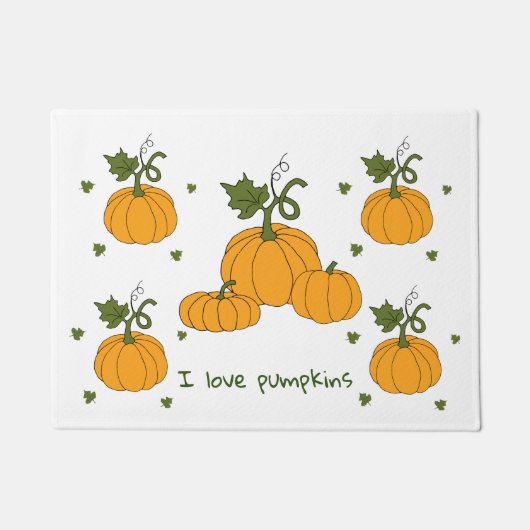 ロマンチックかわいいオレンジカボチャの収穫 ドアマット (正面)
