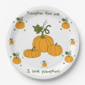 ロマンチックかわいいオレンジカボチャの収穫 ペーパープレート (正面)