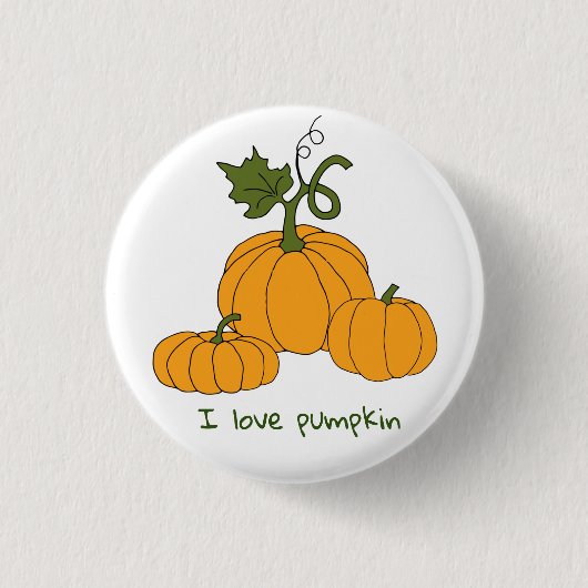ロマンチックかわいいオレンジカボチャの収穫 缶バッジ (正面)