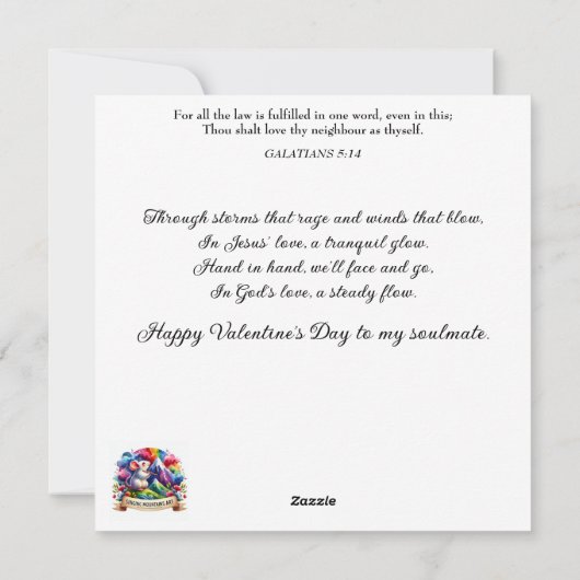 ロマンチックかわいいネズミハート花バレンタイン シーズンカード (裏面)