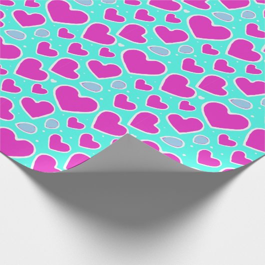 ロマンチックかわいいハートラブバレンタインデーのパターン ラッピングペーパー (角)