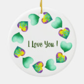 ロマンチックかわいい水彩緑のバレンタインデー セラミックオーナメント (裏面)
