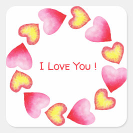 ロマンチックかわいい赤いハートバレンタインデー スクエアシール