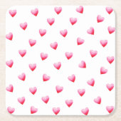 ロマンチックかわいい赤いハートバレンタインデー スクエアペーパーコースター (正面)