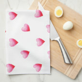 ロマンチックかわいい赤いハート キッチンタオル (四つ折り)