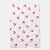 ロマンチックかわいい赤いハート キッチンタオル (縦)