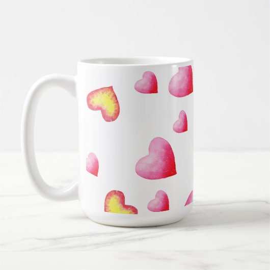 ロマンチックかわいい赤いハート コーヒーマグカップ (左)