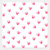 ロマンチックかわいい赤いハート スクエアシール (正面)