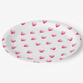 ロマンチックかわいい赤いハート ペーパープレート (アングル)