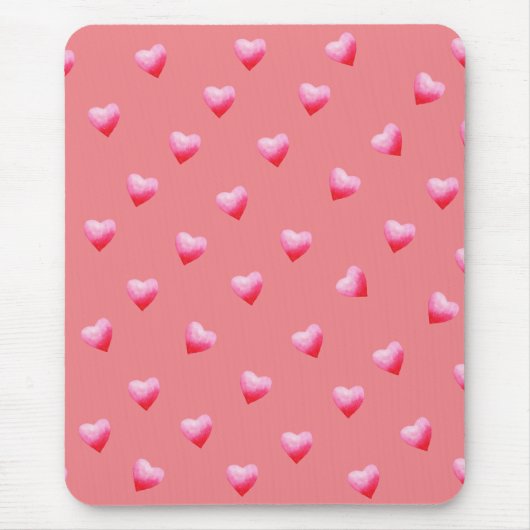 ロマンチックかわいい赤いハート マウスパッド (正面)