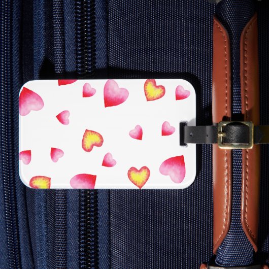 ロマンチックかわいい赤いハート ラゲッジタグ (正面インサイチュ4)