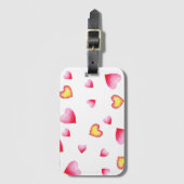 ロマンチックかわいい赤いハート ラゲッジタグ (正面縦)