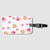 ロマンチックかわいい赤いハート ラゲッジタグ (正面横)