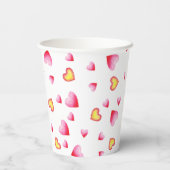 ロマンチックかわいい赤いハート 紙コップ (裏面)