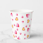 ロマンチックかわいい赤いハート 紙コップ (正面)