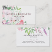 ロマンチックかわいらしなウォーターカラーフラワーブーケ 名刺 (正面/裏面)