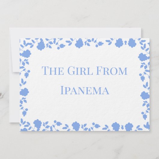 ロマンチックかわいらしなソフトホワイトブルー5x7テーブルカード 招待状 (正面)