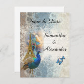 ロマンチックかわいらしなパリコラージュは日付を保存 案内ポストカード (正面/裏面)