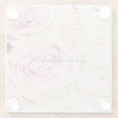 ロマンチックかわいらしなピンクのクリームバラ ガラスコースター (裏面)