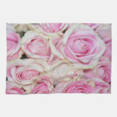 ロマンチックかわいらしなピンクのクリームバラ キッチンタオル (横)