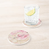 ロマンチックかわいらしなピンクのクリームバラ コースター (側面)