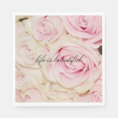 ロマンチックかわいらしなピンクのクリームバラ スタンダードランチョンナプキン (正面)