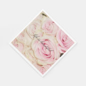 ロマンチックかわいらしなピンクのクリームバラ スタンダードランチョンナプキン (角)