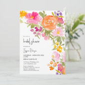 ロマンチックかわいらしなピンクの夏のフローラブライダルシャワー 招待状 (スタンド正面)