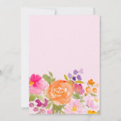 ロマンチックかわいらしなピンクの夏のフローラブライダルシャワー 招待状 (裏面)