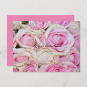 ロマンチックかわいらしなピンクの白いバラ ポストカード (正面/裏面)