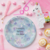 ロマンチックかわいらしな紫色の白い花ブライダルシャワー ペーパープレート (パーティー)