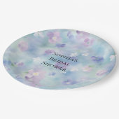 ロマンチックかわいらしな紫色の白い花ブライダルシャワー ペーパープレート (アングル)