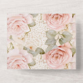 ロマンチックかわいらしクリームピンクローズフローラ結婚ズ オールインワン招待状 (裏面)