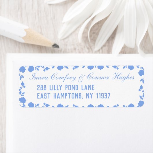ロマンチックかわいらしソフトフローラ縁ど差出人住所 ラベル (インサイチュ)