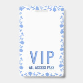 ロマンチックかわいらしソフトブルーフローラVIPパスバッジ バッジ (Back)