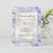 ロマンチックかわいらしパープルブルーパール渦巻き 招待状 (スタンド正面)