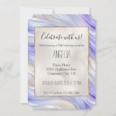 ロマンチックかわいらしパープルブルーパール渦巻き 招待状 (正面)