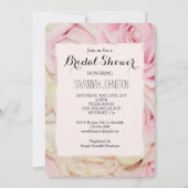 ロマンチックかわいらしピンククリームバラブライダルシャワー 招待状 (正面)