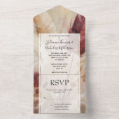 ロマンチックかわいらしレッドクリームボホフェザー結婚ズ オールインワン招待状 (内側)